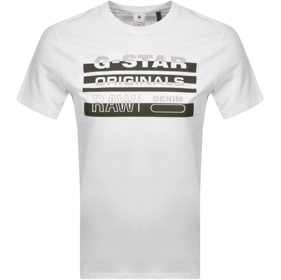 Alternative Image for ProductG Star Raw Stripe Logo T Shirt White1